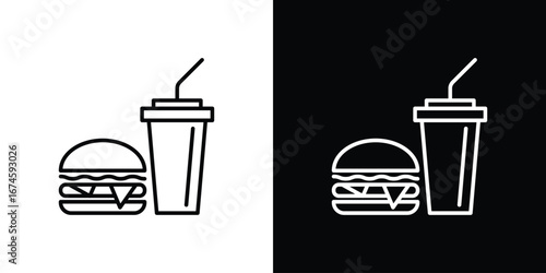 Hamburger soda icon logo vector template