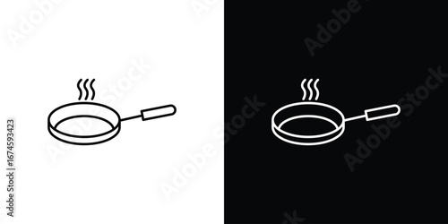 Frying pan icon logo vector template