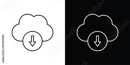 Cloud download icon logo vector template