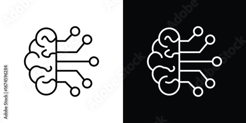 Brain circuit icon logo vector template