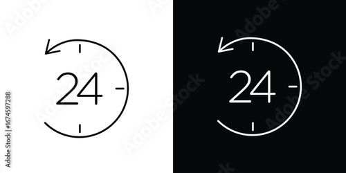 24 Hrs icon logo vector template