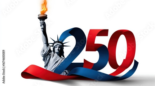 Wallpaper Mural Statue of Liberty with 250 Anniversary and Patriotic Ribbon Torontodigital.ca