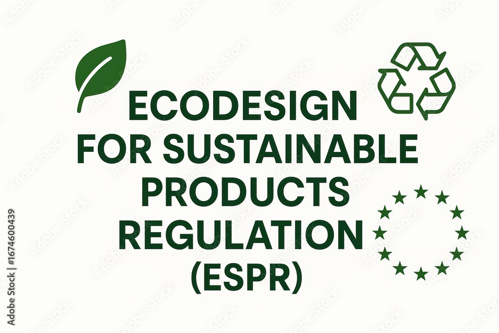 Fototapeta premium ESPR Ecodesign Regulation Text with Icons