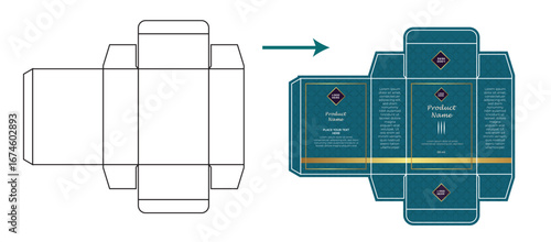 Packaging perfume template, 3d box, product design creative idea template for cosmetics, bottle, perfume box design ,vector illustration Pro Vector