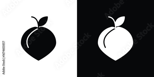 Peach icon. filled flat sign for mobile concept and web