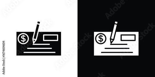 Money check icon. filled flat sign for mobile concept and web