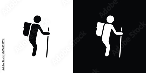 Hiking icon. filled flat sign for mobile concept and web