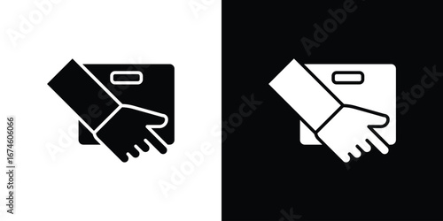 Hand holding box icon. filled flat sign for mobile concept and web