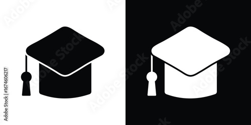 Graduation cap icon. filled flat sign for mobile concept and web