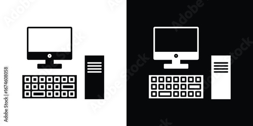 Computer icon. filled flat sign for mobile concept and web