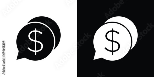 Comment dollar icon. filled flat sign for mobile concept and web