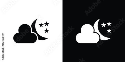 Cloud moon icon. filled flat sign for mobile concept and web