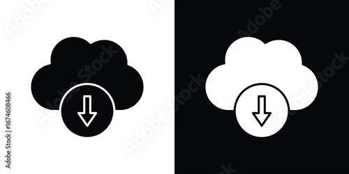 Cloud download icon. filled flat sign for mobile concept and web