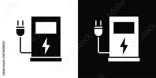Charging station icon. filled flat sign for mobile concept and web