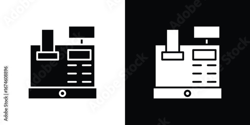 Cash register icon. filled flat sign for mobile concept and web
