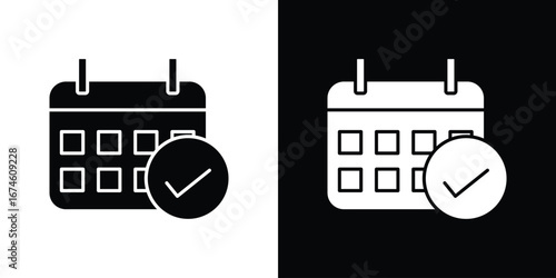 Calendar check icon. filled flat sign for mobile concept and web