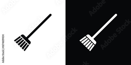 Broom icon. filled flat sign for mobile concept and web