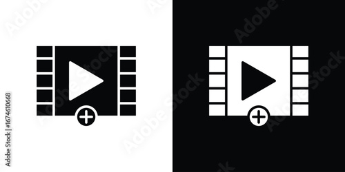 Add video icon. filled flat sign for mobile concept and web