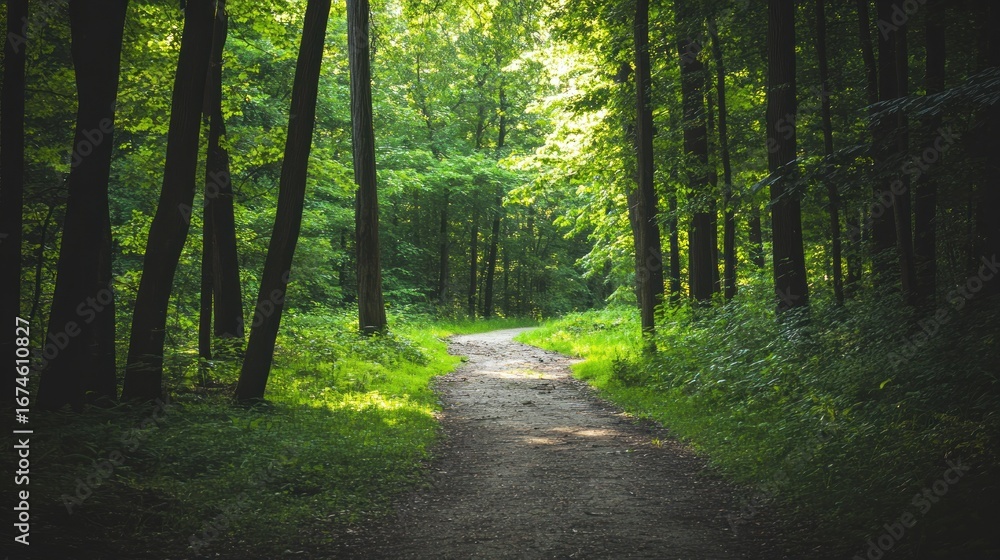 Fototapeta premium Forest path with sunlight