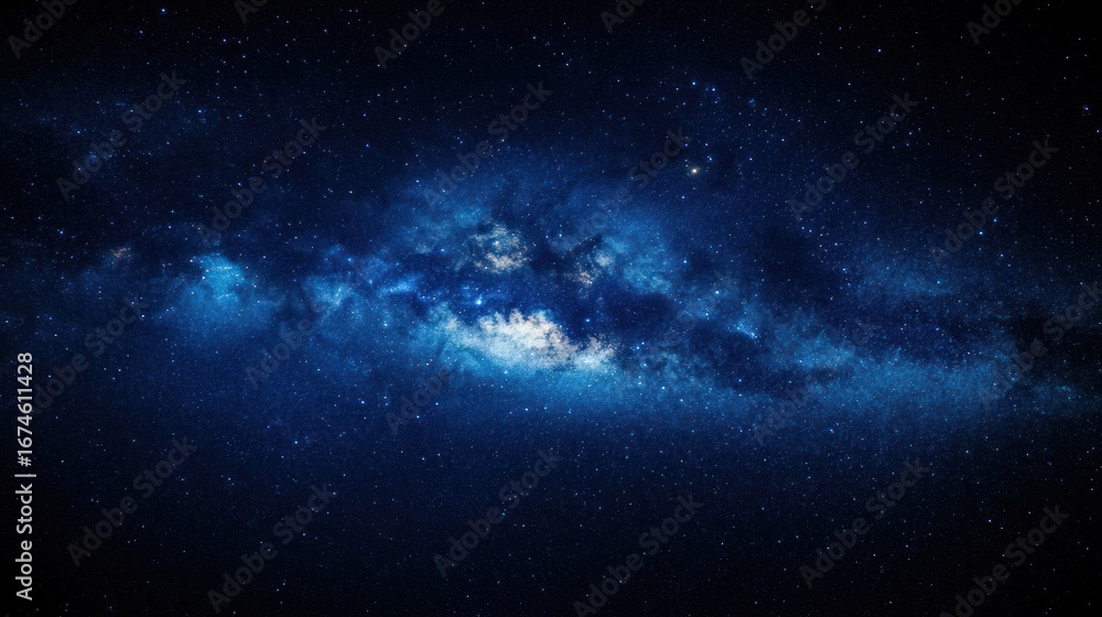 Fototapeta premium Milky way galaxy in dark blue night sky