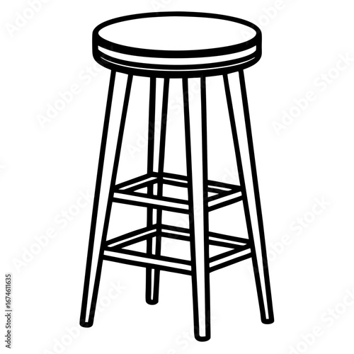 Minimal High Stool Bar Line Art Vector Illustration
