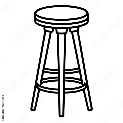 Minimal High Stool Bar Line Art Vector Illustration