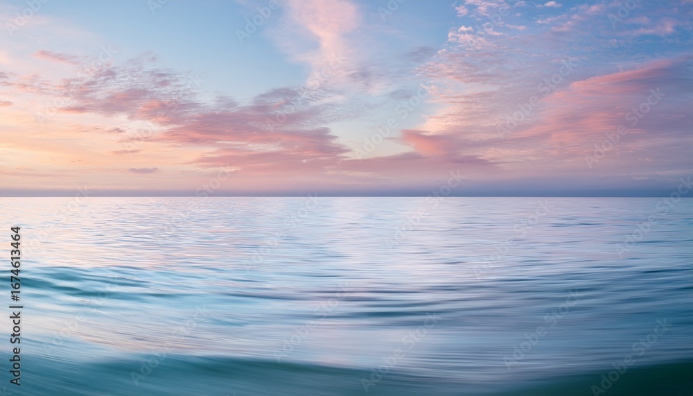 Obraz premium a serene pastel palette blending sea and sky in harmonious tranquility and gentle waves reflection