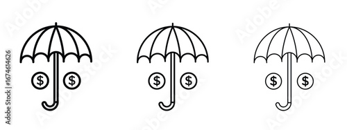 assets protection icon in linear versions. Editable line