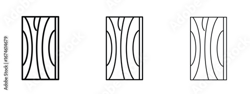 Wood board icon in linear versions. Editable line