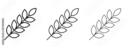 Wheat icon in linear versions. Editable line