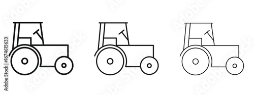 Tractor icon in linear versions. Editable line