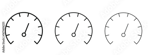 Tachometer icon in linear versions. Editable line