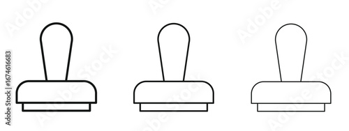 Stamp icon in linear versions. Editable line