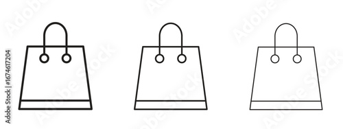 Shopping bag icon in linear versions. Editable line