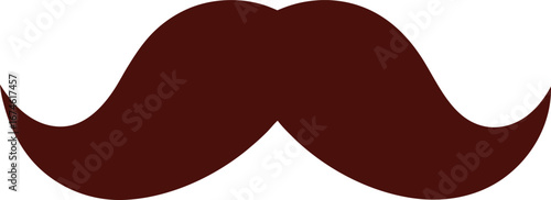 Stylized Brown Handlebar Mustache Vector Illustration
