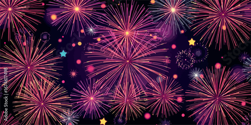 Festive Fireworks Display in the Night Sky