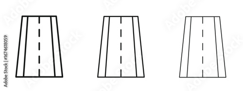 Road icon in linear versions. Editable line