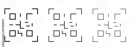 Qrcode icon in linear versions. Editable line