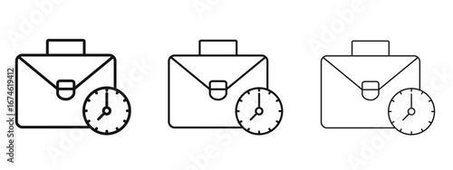 Office time icon in linear versions. Editable line