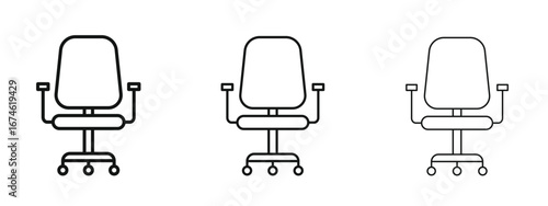 Office chair icon in linear versions. Editable line