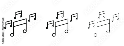 Music icon in linear versions. Editable line