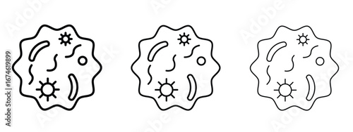 Microorganism icon in linear versions. Editable line