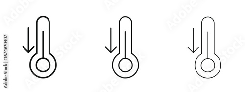 Low Temperature icon in linear versions. Editable line