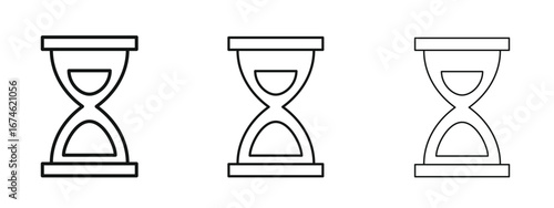 Hourglass icon in linear versions. Editable line