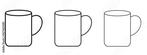 Hot coffee Mug icon in linear versions. Editable line