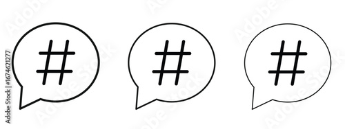 Hashtag icon in linear versions. Editable line