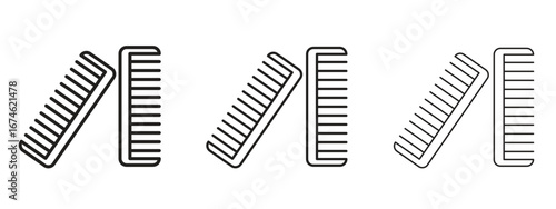 Hair brush icon in linear versions. Editable line