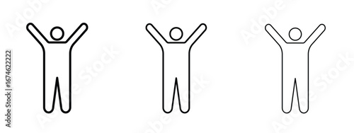 Fitness exercise icon in linear versions. Editable line