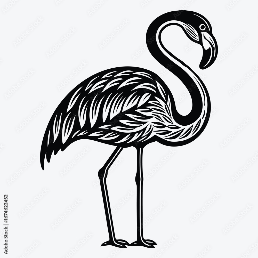 Obraz premium Heron line art White background illustration Generative Ai