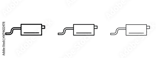 Exhaust pipe icon in linear versions. Editable line